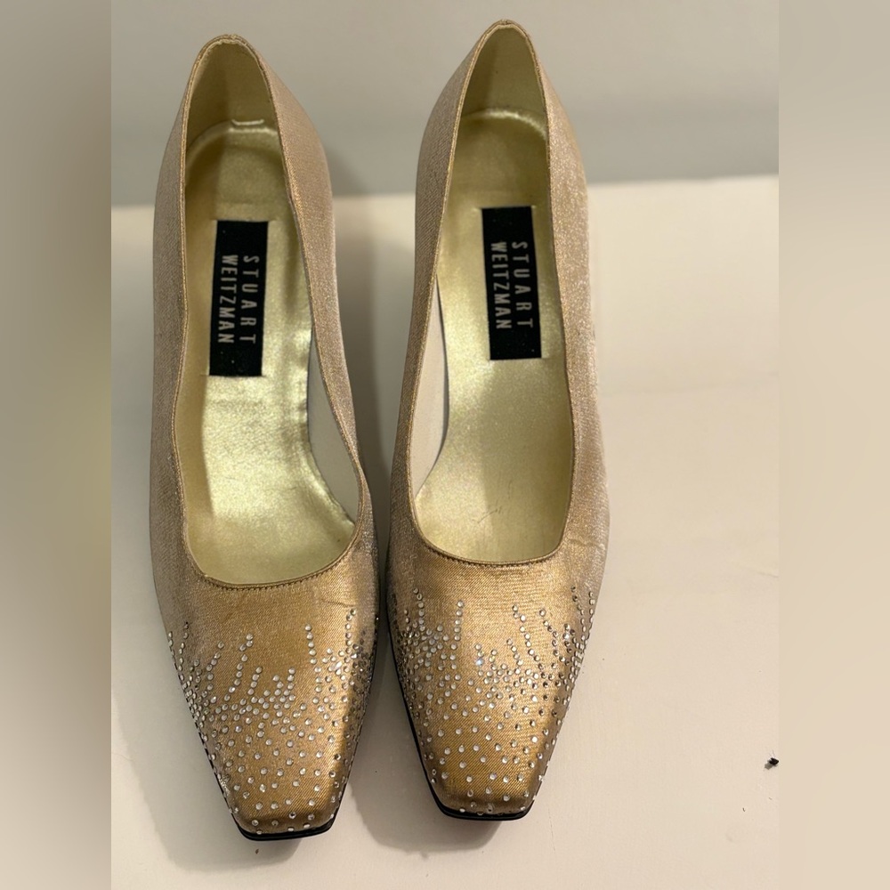 Stuart Weitzman Gold Embellished Heels